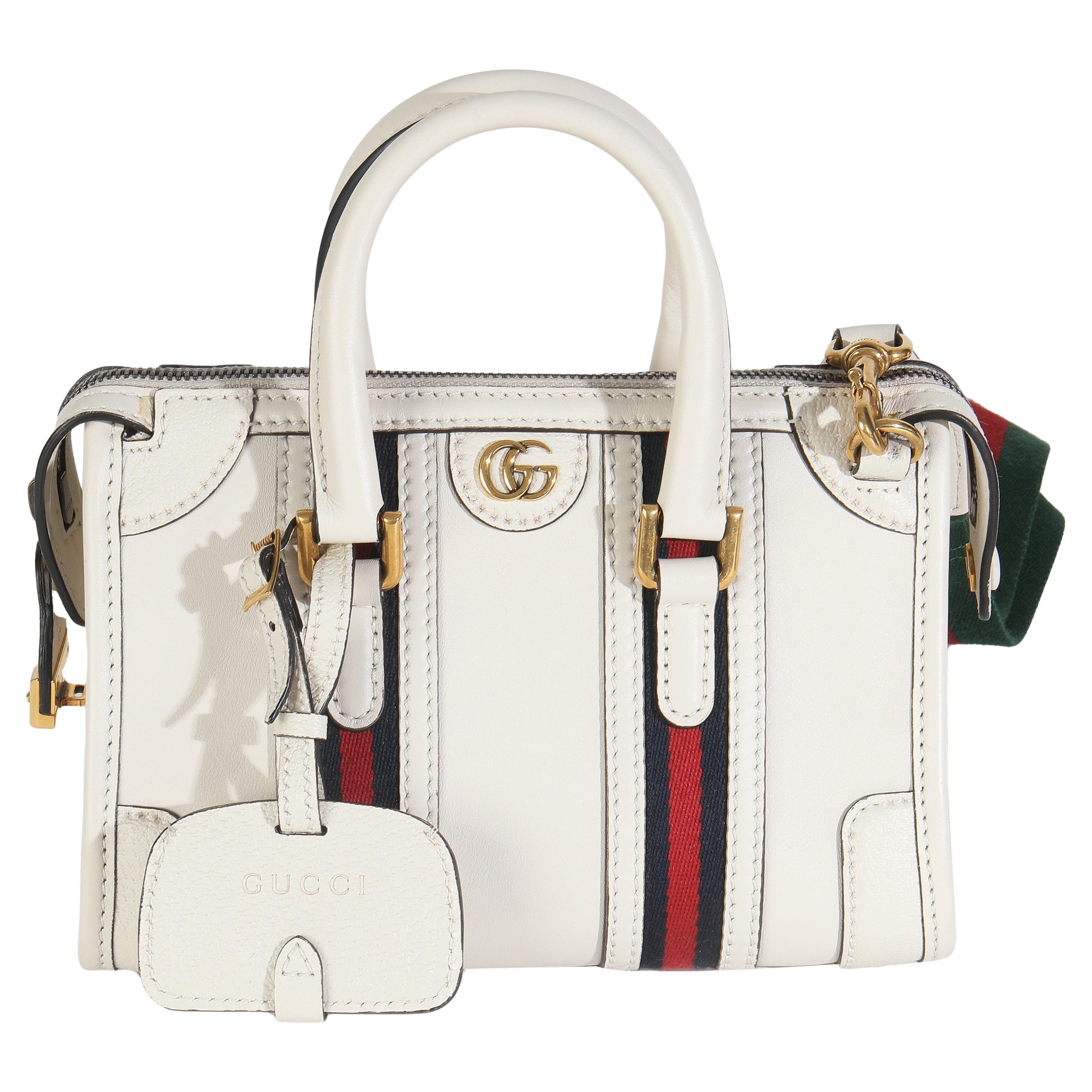 Gucci Mystic White Koi Calfskin Small Bauletto Duffle Top Handle Bag