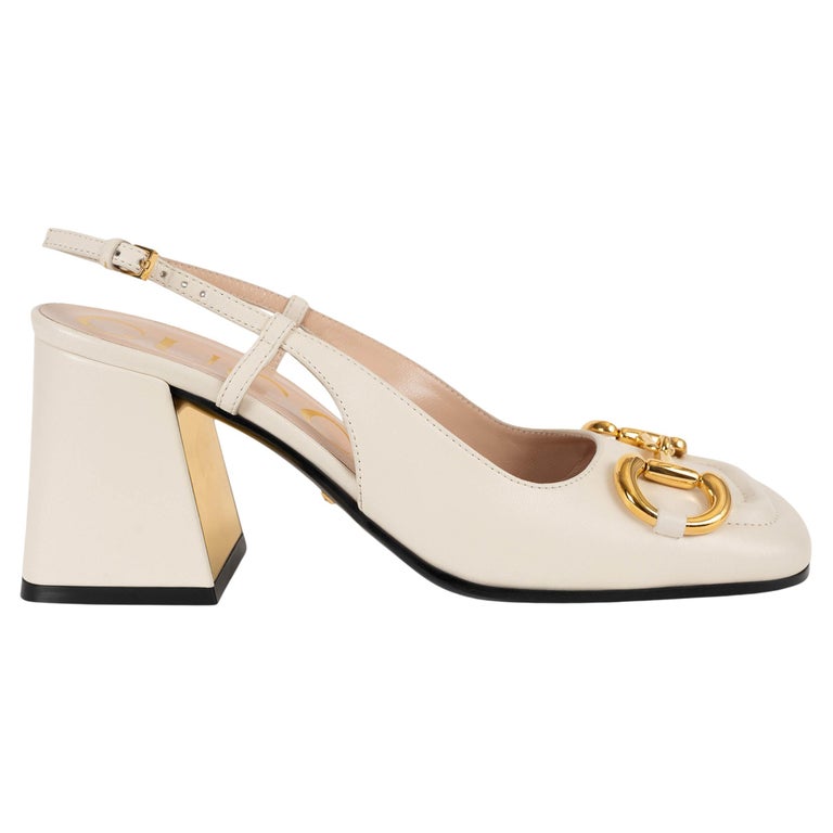 GUCCI Mystic White leather 2021 BABY Slingbacks Shoes 36 For Sale