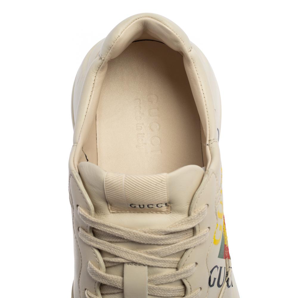Gucci Mystic White Leather Gucci Square Logo Rhyton Low Top Sneakers Size 43 1