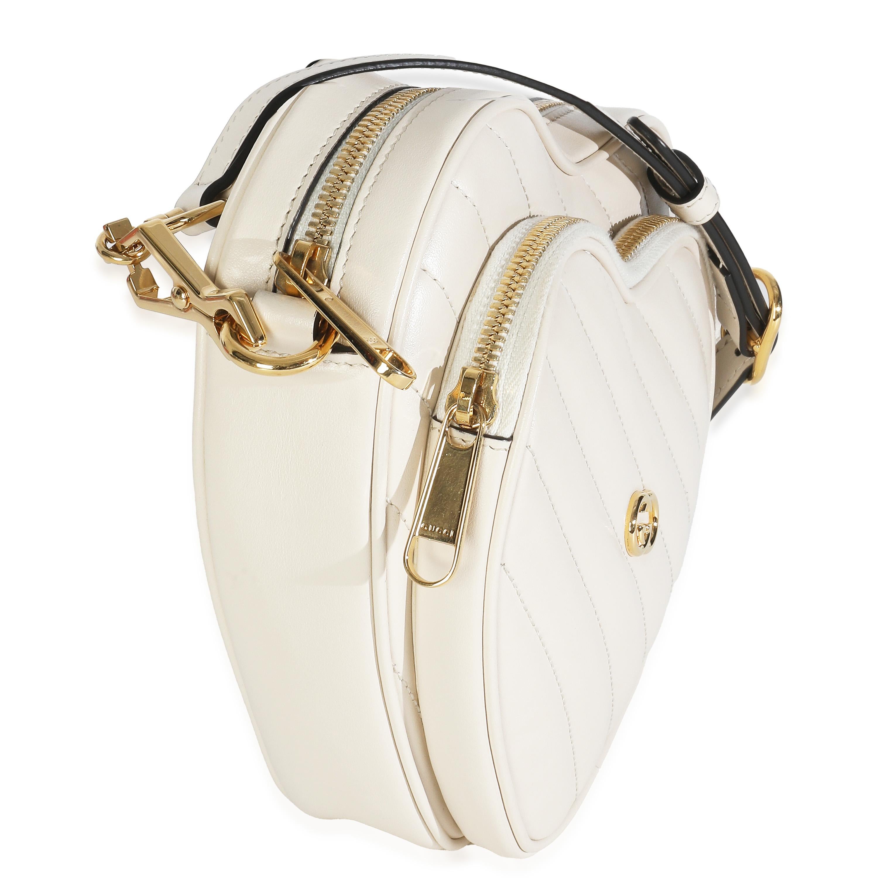 Gucci Mystic Blanco Matelasse Piel de Becerro Diagonal Mini Bolso Corazón G Entrelazado en Excelente estado para la venta en New York, NY