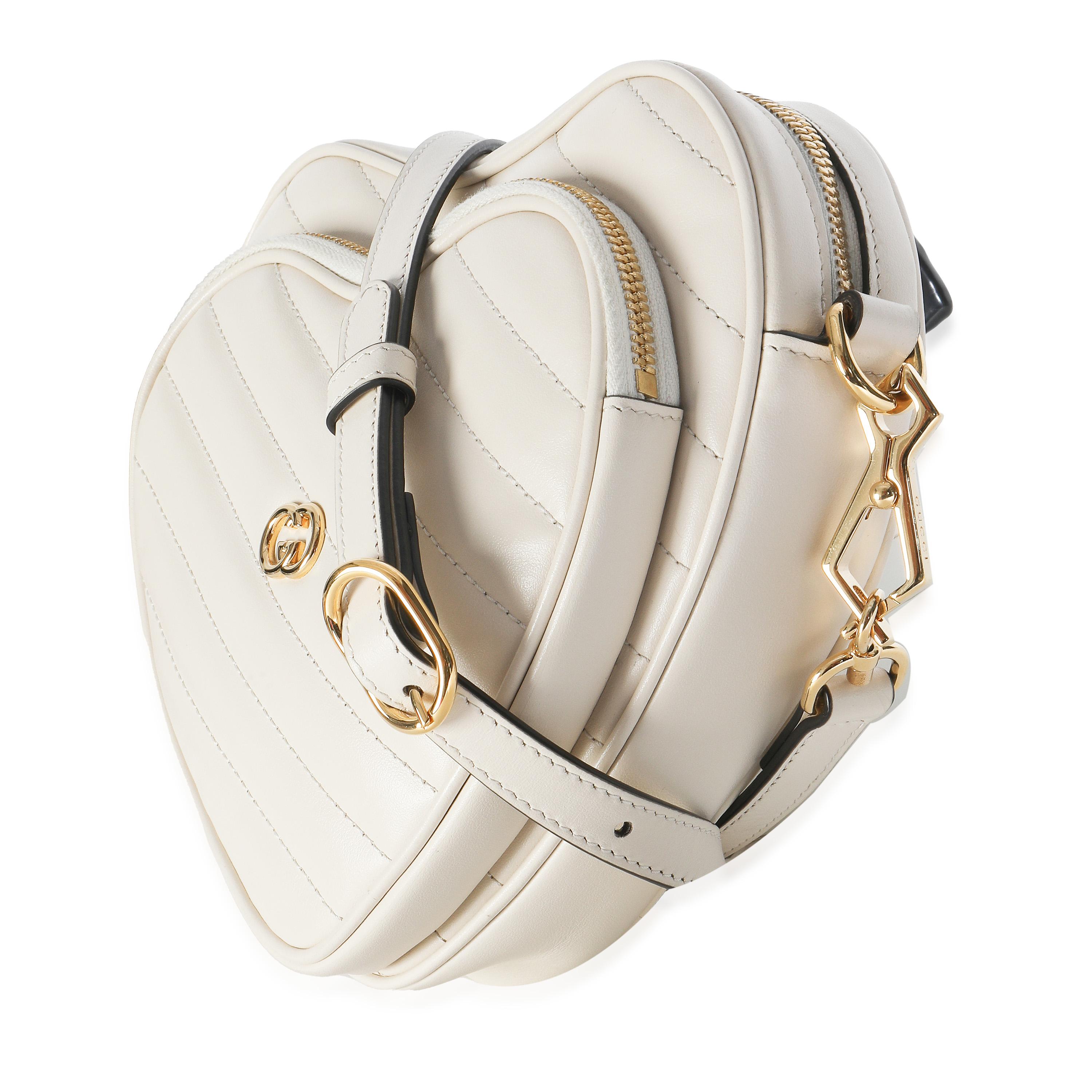 De las mujeres Gucci Mystic Blanco Matelasse Piel de Becerro Diagonal Mini Bolso Corazón G Entrelazado en venta
