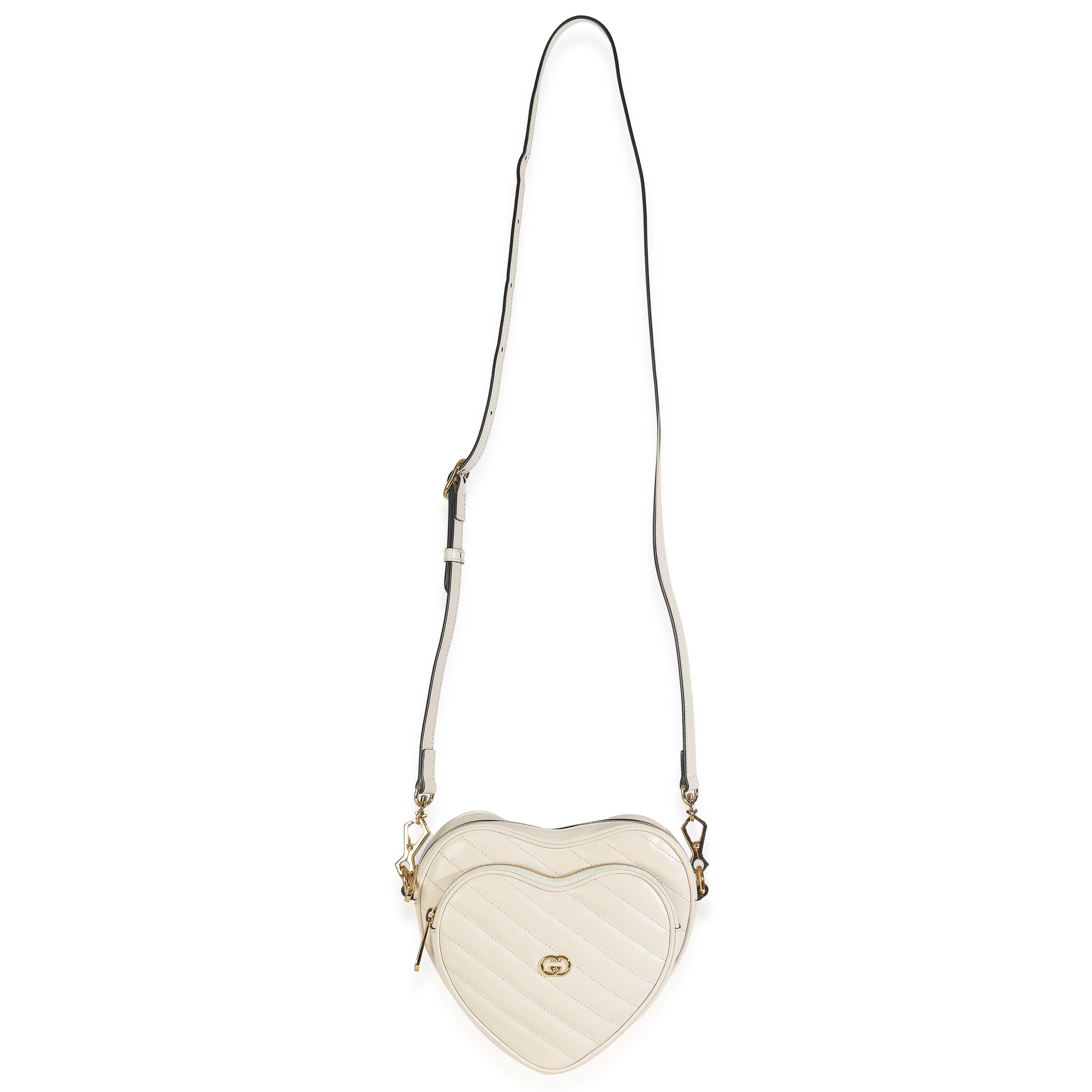 Gucci Mystic Blanco Matelasse Piel de Becerro Diagonal Mini Bolso Corazón G Entrelazado en venta 2