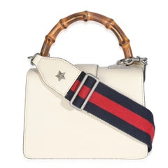 Gucci Mystic White Textured Calfskin Crystal Bamboo Web Mini Dionysus Top Handle