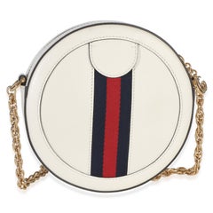 Gucci Mystic White Textured Calfskin Web Mini Ophidia Round Bag