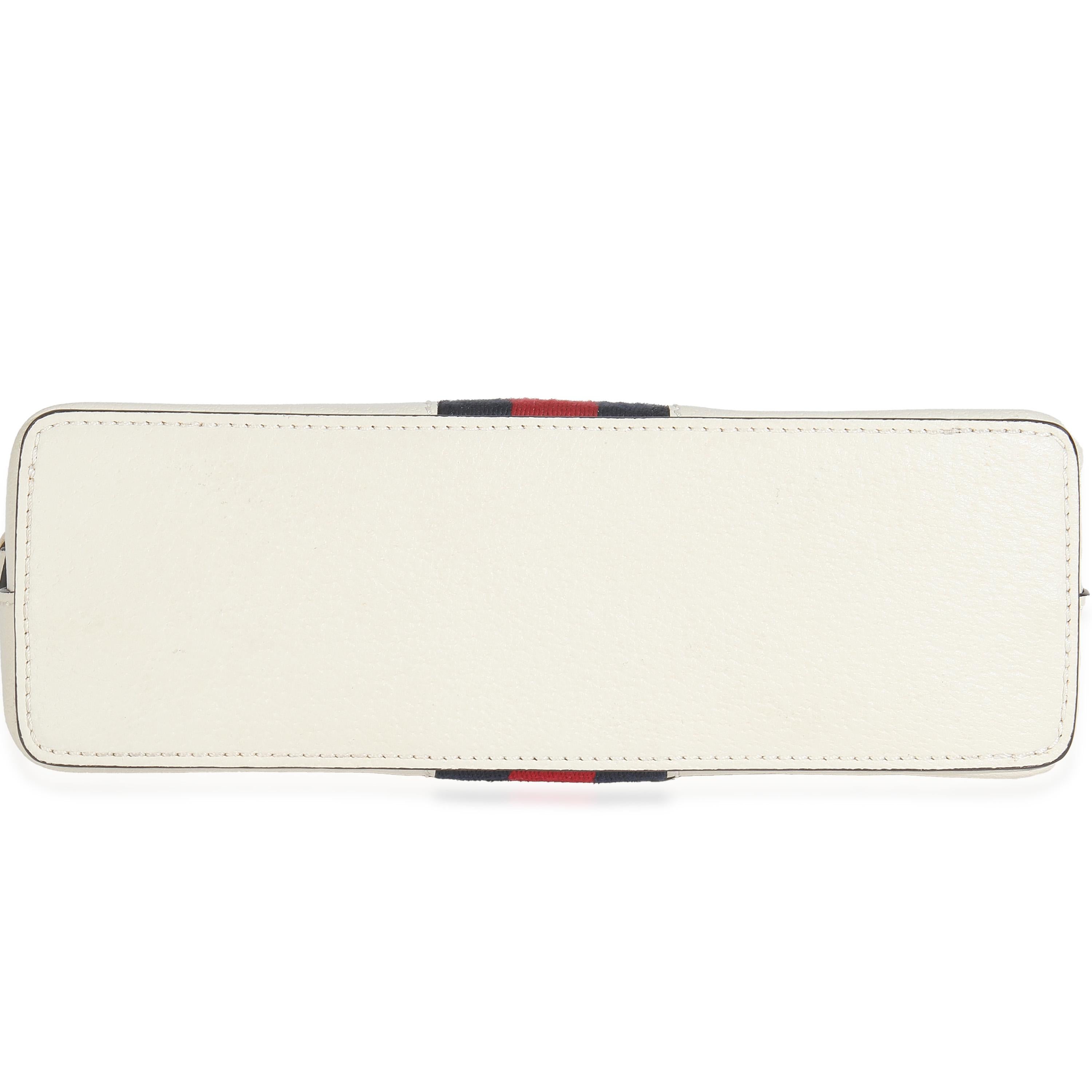 Gucci Mystic White Textured Dollar Calfskin Web Small Ophidia Dome Bag in vendita 1