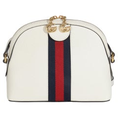 Gucci Mystic White Textured Dollar Calfskin Web Small Ophidia Dome Bag