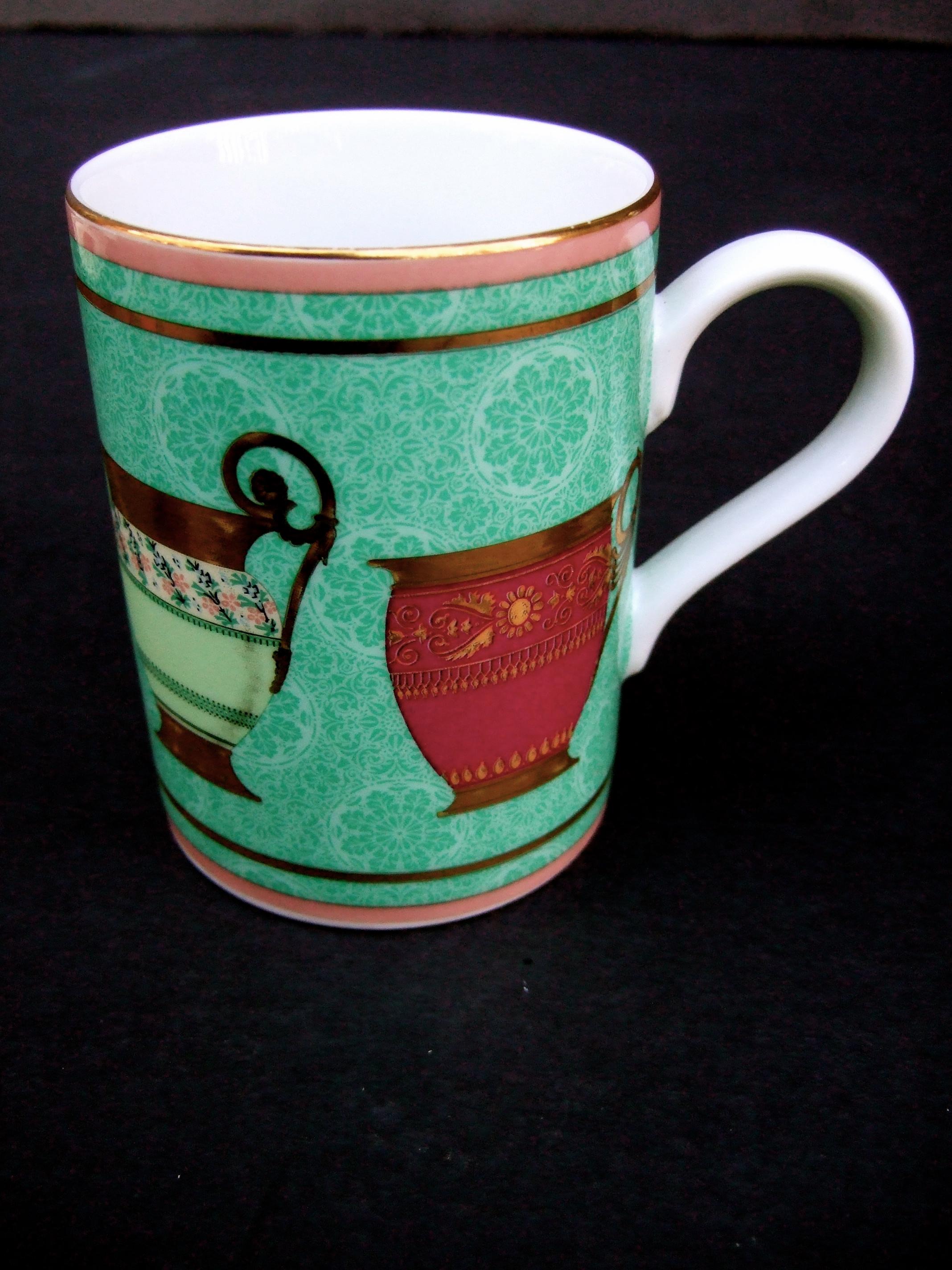 Gucci Mythological Set of Four Desert Plates & Four Porcelain Ceramic Mugs 3