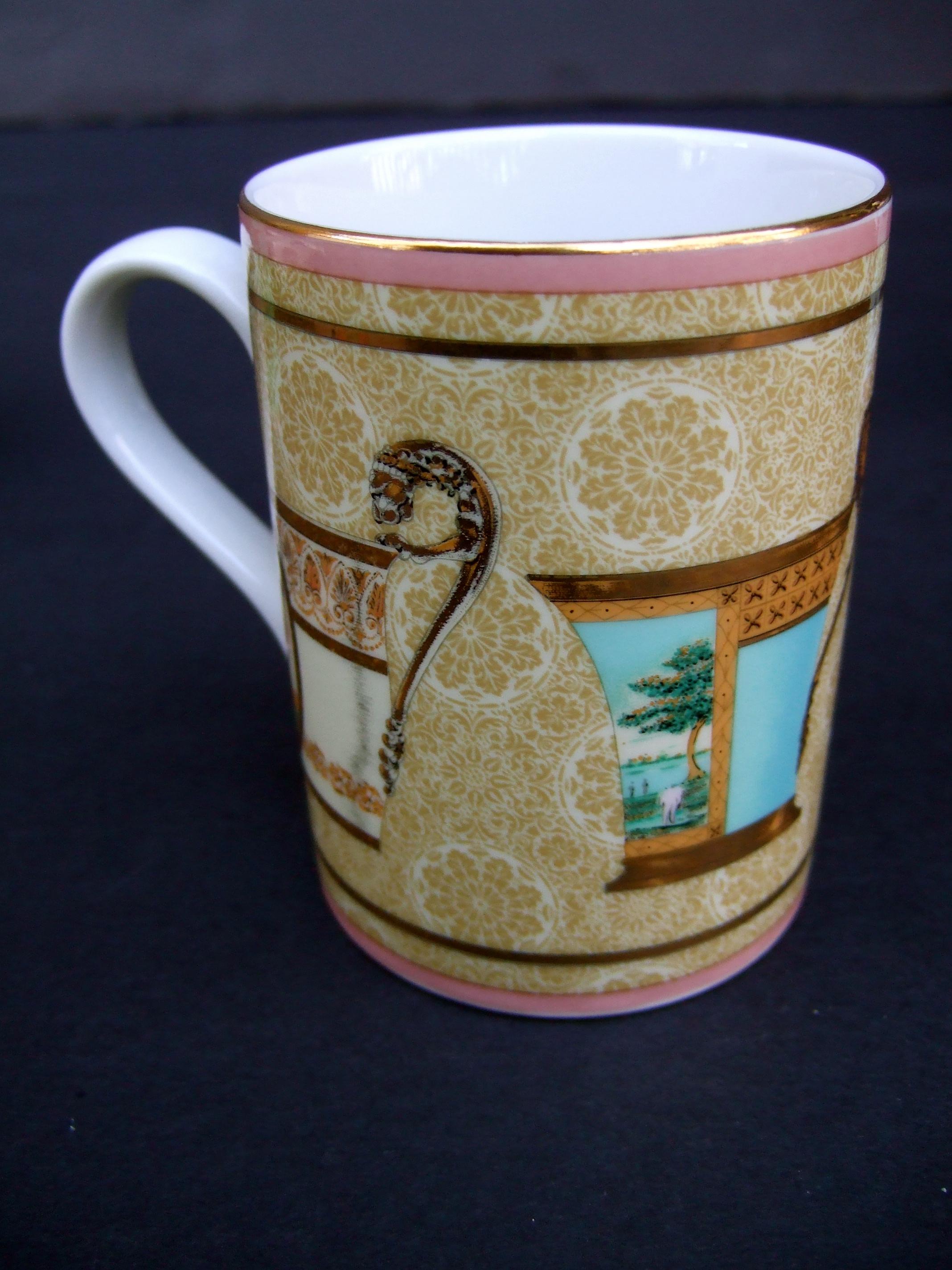 Gucci Mythological Set of Four Desert Plates & Four Porcelain Ceramic Mugs  For Sale 7