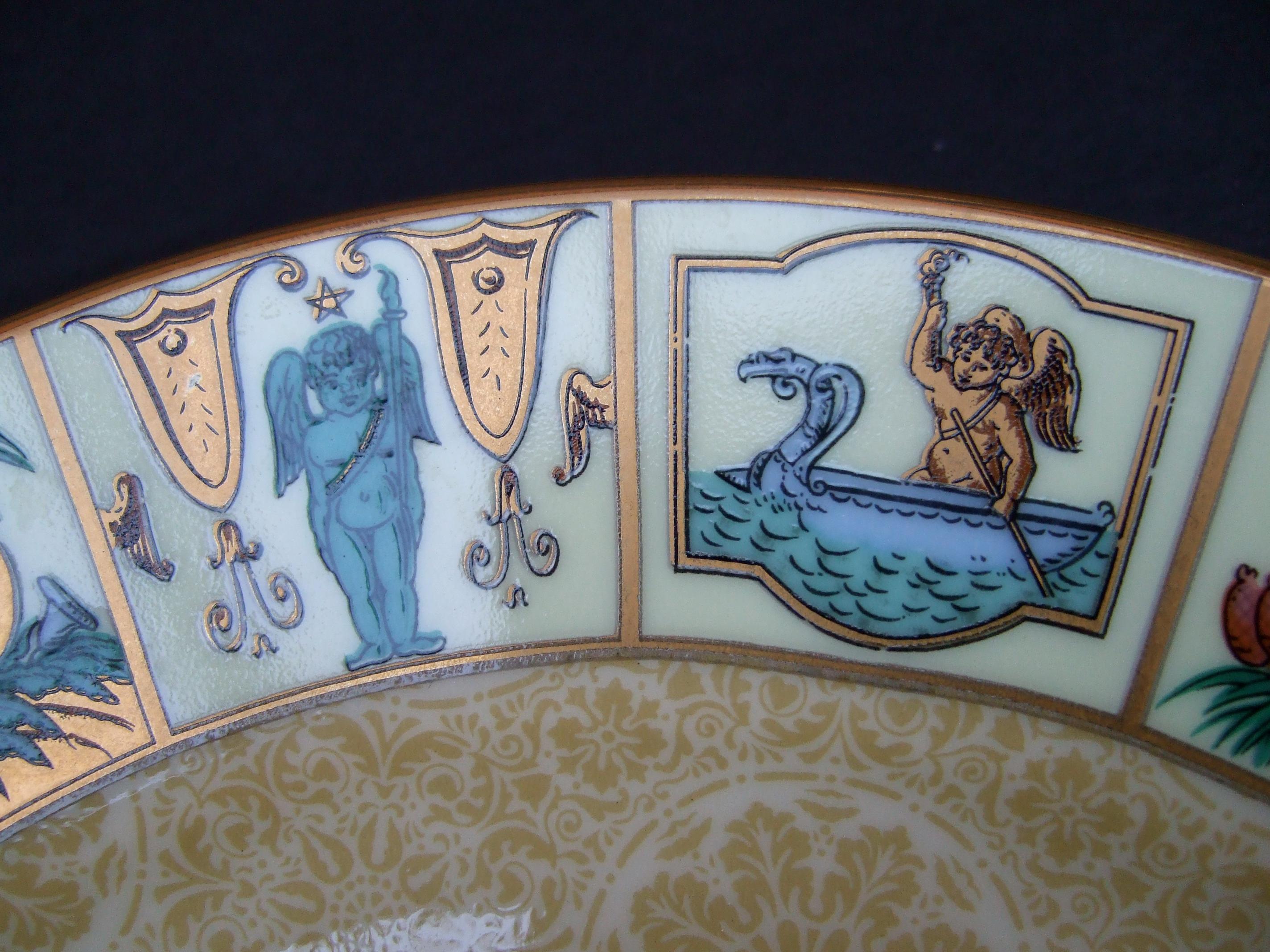 Gray Gucci Mythological Set of Four Desert Plates & Four Porcelain Ceramic Mugs  For Sale