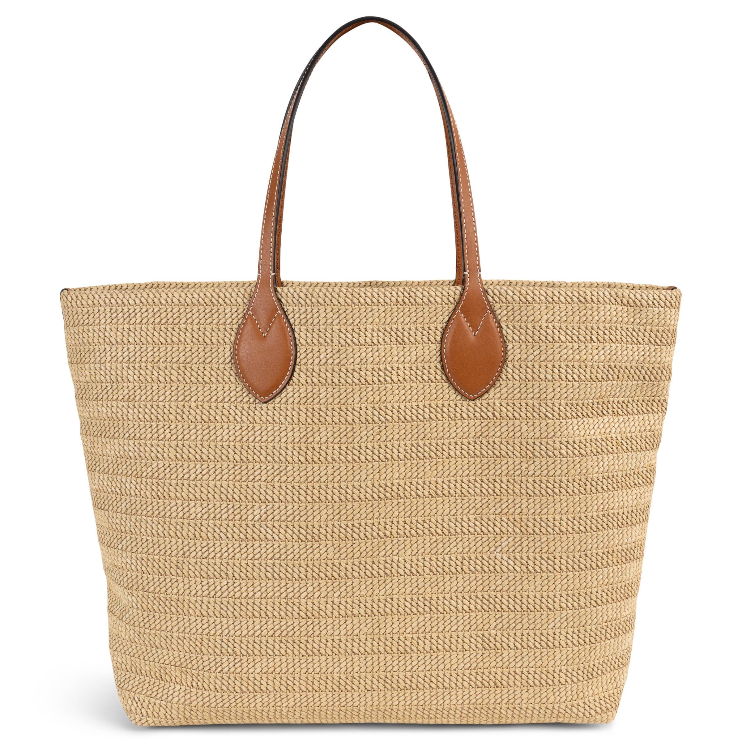 Beige GUCCI natural 2024 LOGO PATCH MEDIUM RAFFIA TOTE Bag For Sale