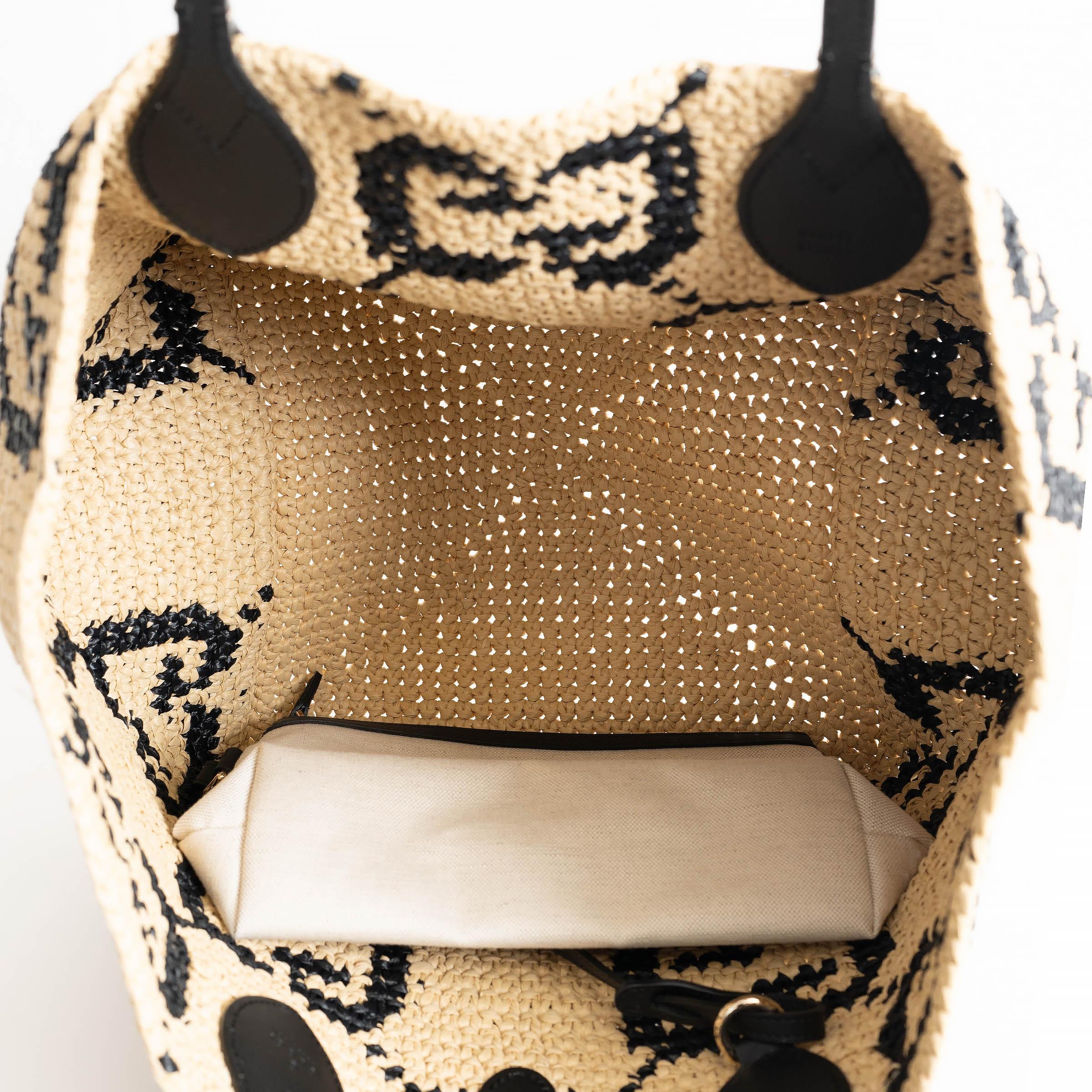 GUCCI natural & black 2025 GG WOVEN MEDIUM TOTE Bag For Sale 1