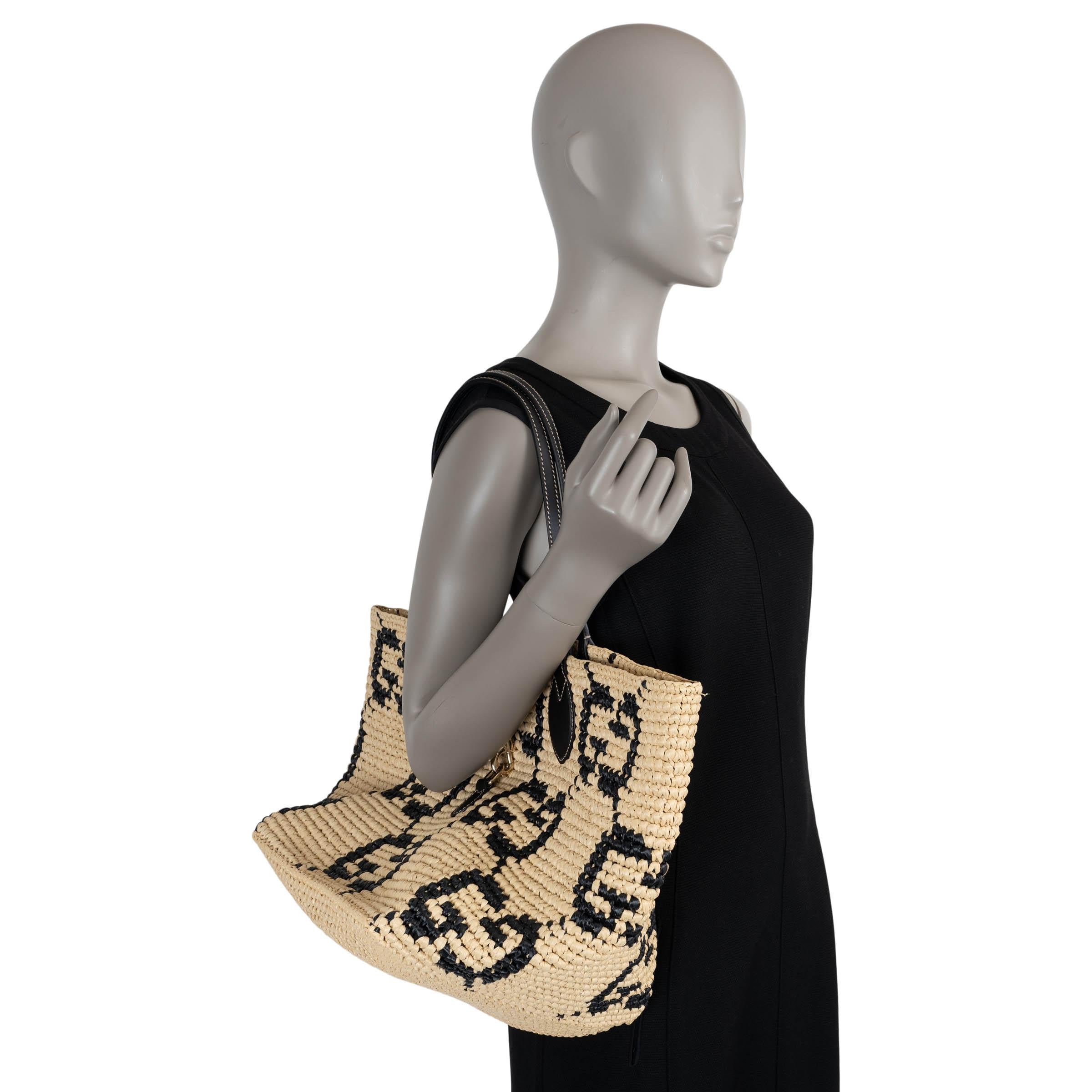GUCCI natural & black 2025 GG WOVEN MEDIUM TOTE Bag For Sale 4