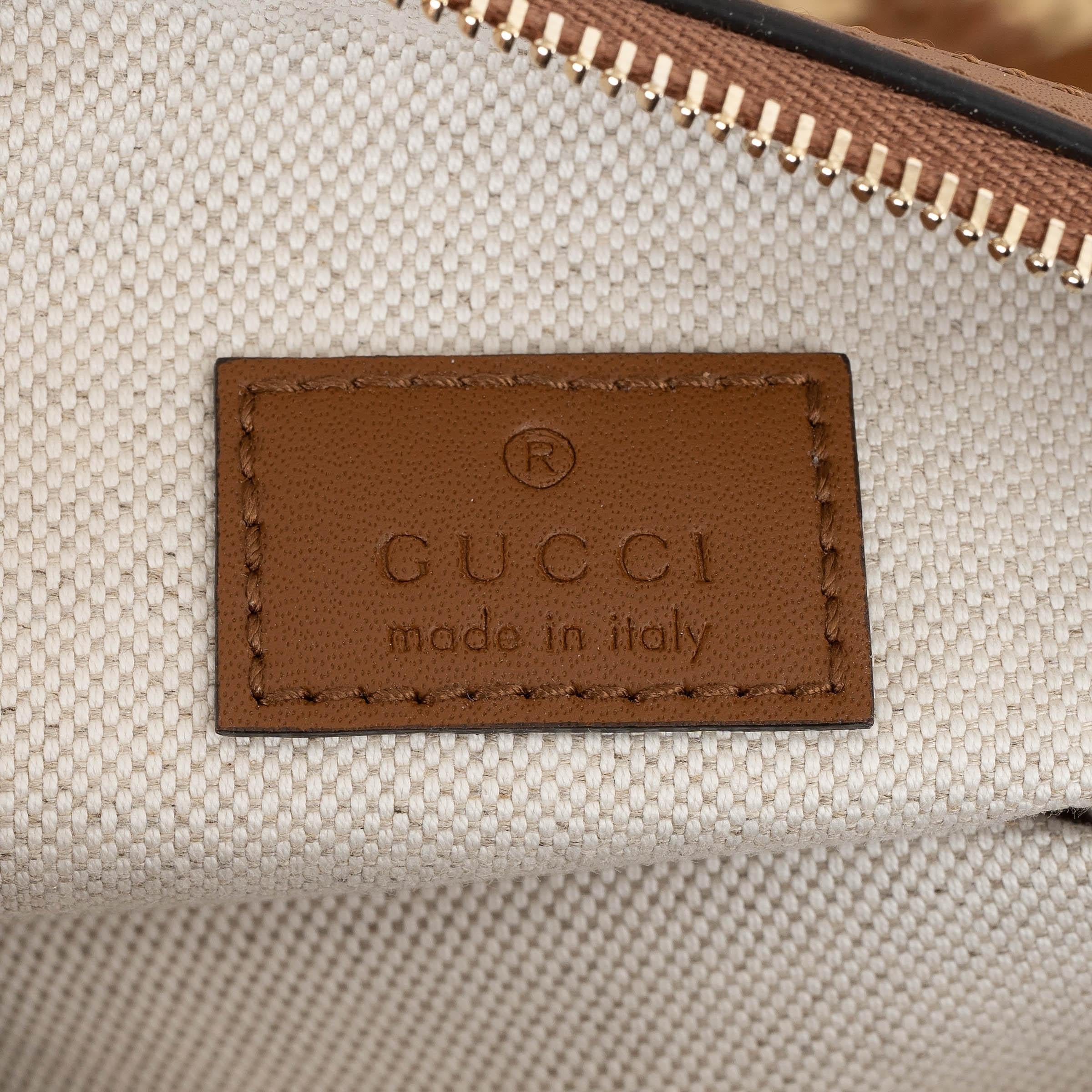 Gucci Borsa TOTE MEDIUM GG WOVEN naturale e marrone 2025 in vendita 2