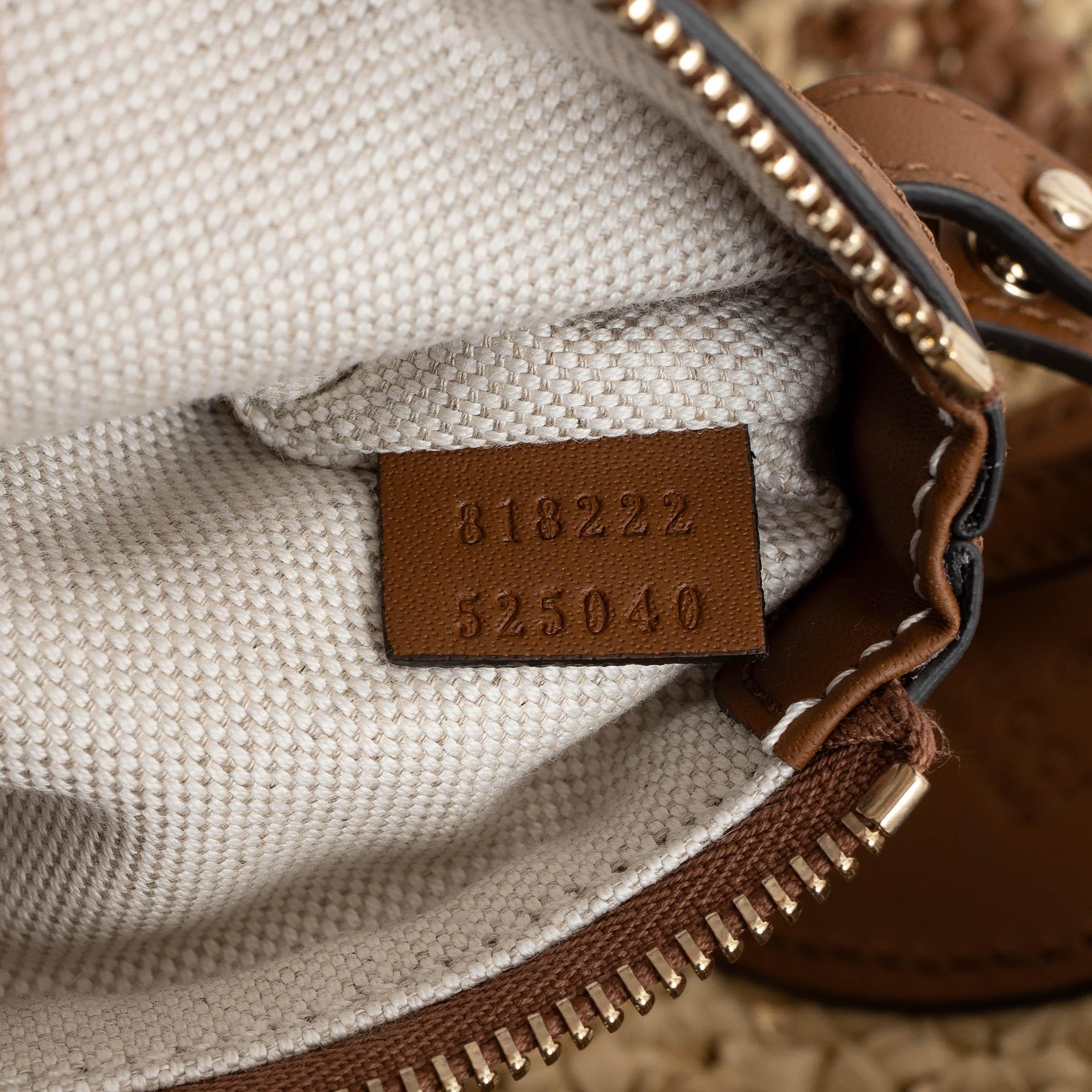 Gucci Borsa TOTE MEDIUM GG WOVEN naturale e marrone 2025 in vendita 3