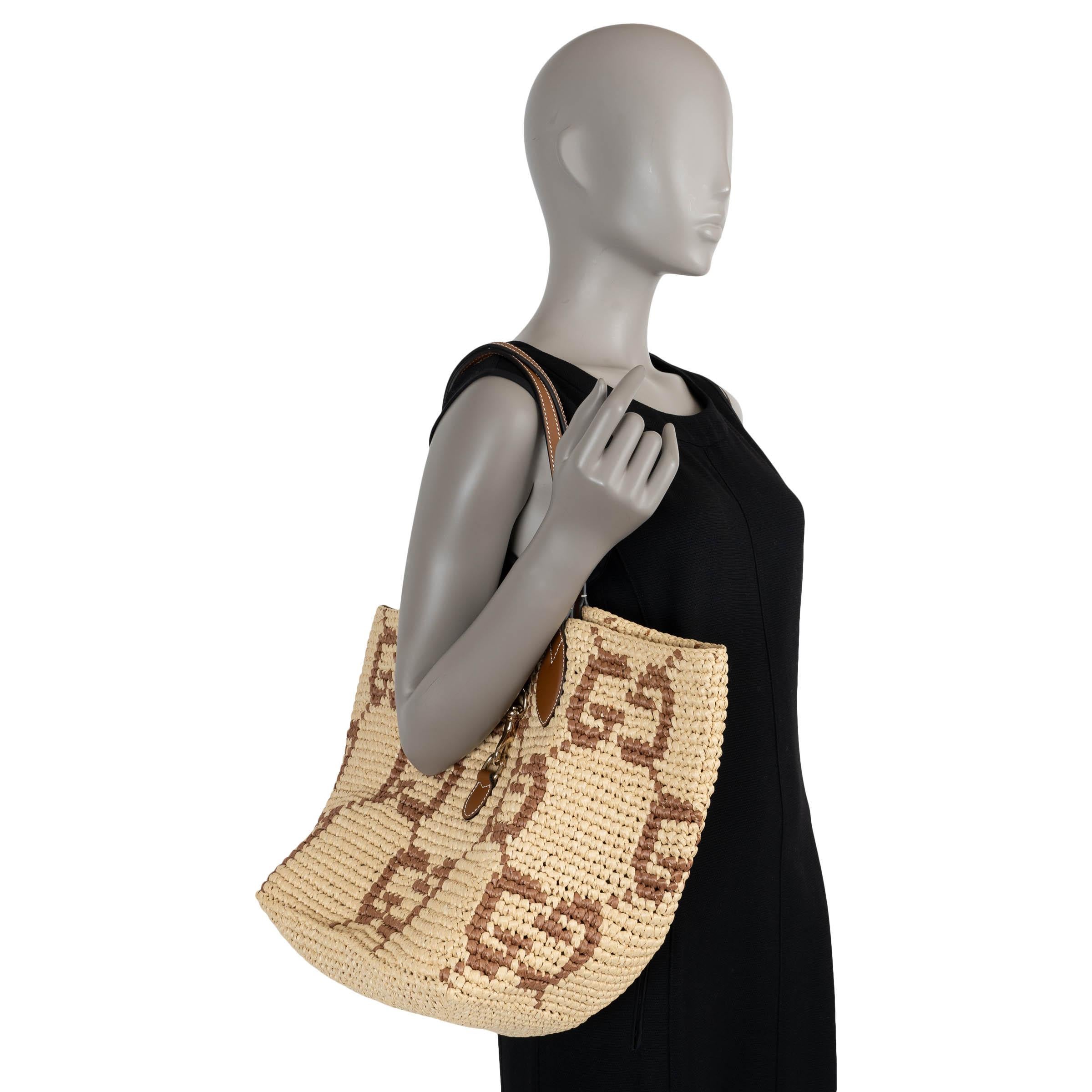 Gucci Borsa TOTE MEDIUM GG WOVEN naturale e marrone 2025 in vendita 4