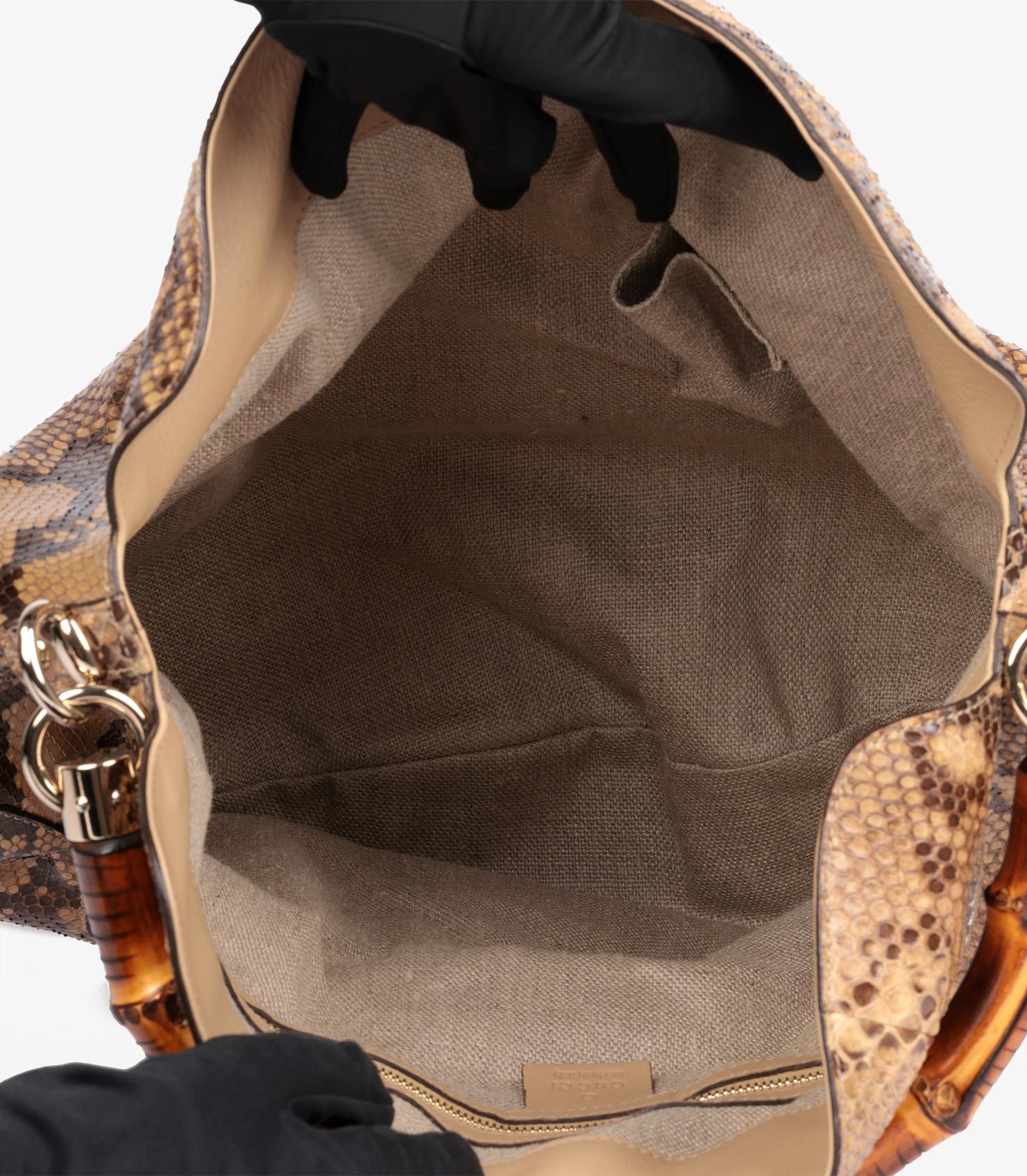 Gucci Natural Python Leather Vintage Peggy Bamboo Hobo Bag 5