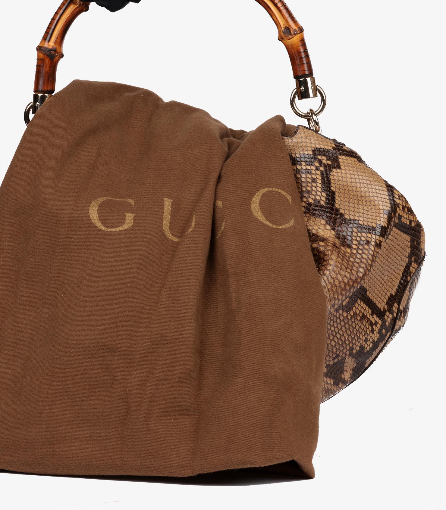 Gucci Natural Python Leather Vintage Peggy Bamboo Hobo Bag 6