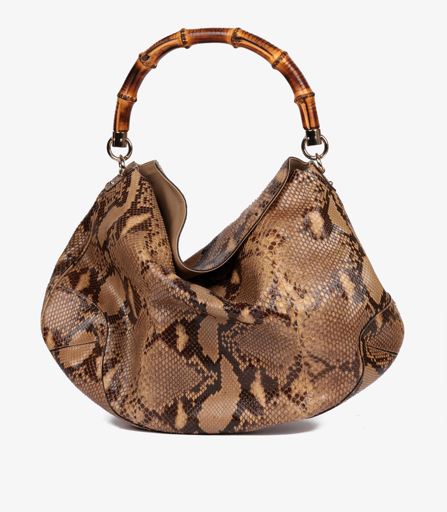Gucci Natural Python Leather Vintage Peggy Bamboo Hobo Bag 1