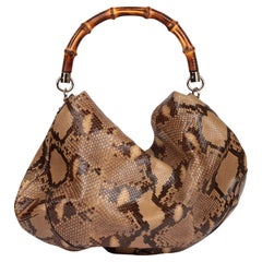 Gucci Natural Python Leather Vintage Peggy Bamboo Hobo Bag