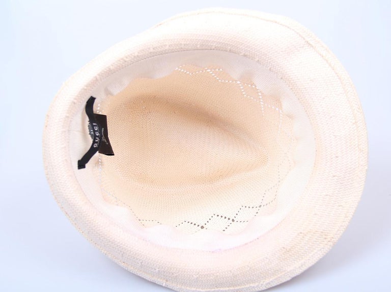 Gucci Natural Straw Fedora Hat With Ribbon and Bow Medium  display picture 1