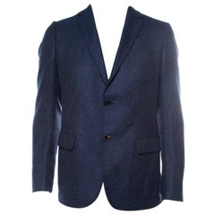 Gucci Nautical Blue Cashmere Patch Pocket Detail Tailored Blazer L