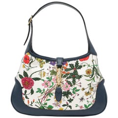 Vintage Gucci Navy and Floral Jackie Bag