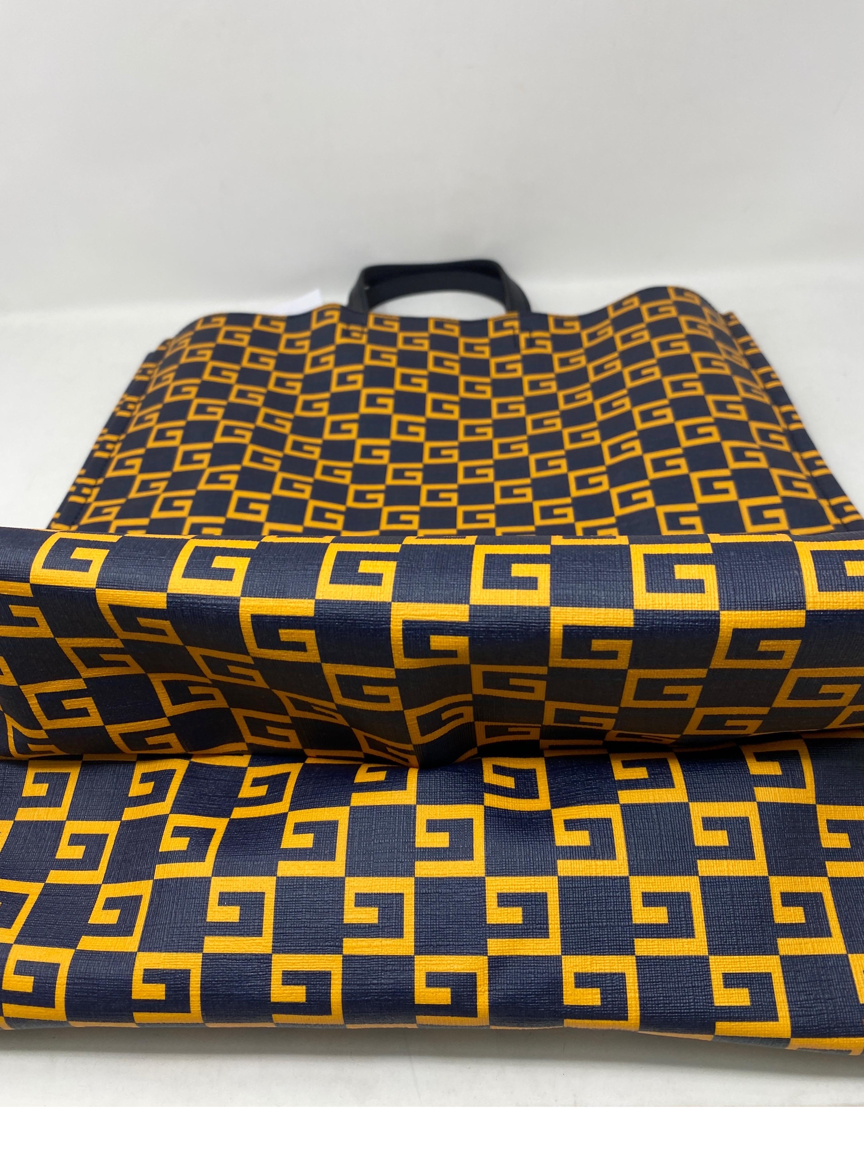 Gucci Navy and Yellow Large Tote  8