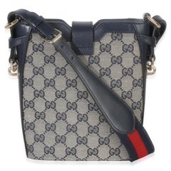 Gucci Navy Beige GG Monogram Canvas Mini Bucket Bag