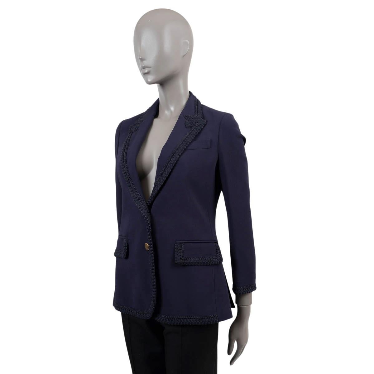 Women's GUCCI navy blue 2019 PASSEMENTERIE TRIM CADY Blazer Jacket 38 XS For Sale