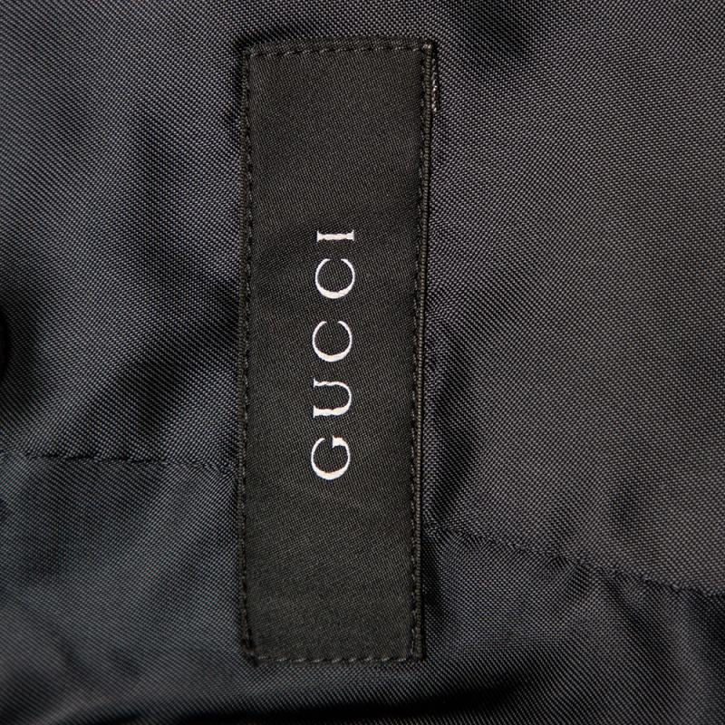 Gucci Navy Blue Corduroy Leather Trim Button Front Blazer M 1