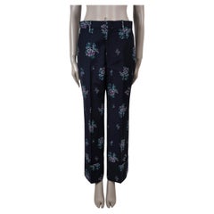 GUCCI navy blue cotton 2018 FLORAL JACQUARD Pants 44 L