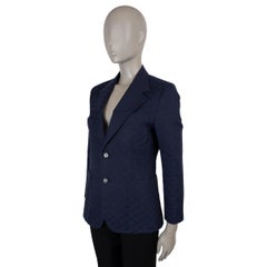 GUCCI navy blue cotton 2022 GG MONOGRAM JACQUARD Blazer Jacket 46 XS