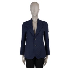 GUCCI navy blue cotton 2022 GG MONOGRAM JACQUARD Blazer Jacket 46 XS