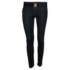 Gucci Navy Blue Cotton Belted Jeans S