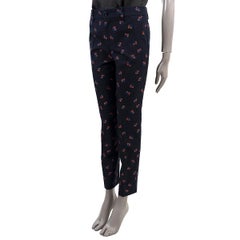 GUCCI navy blue cotton MARGUERITE FIL COUPE FLORAL Pants 40 S