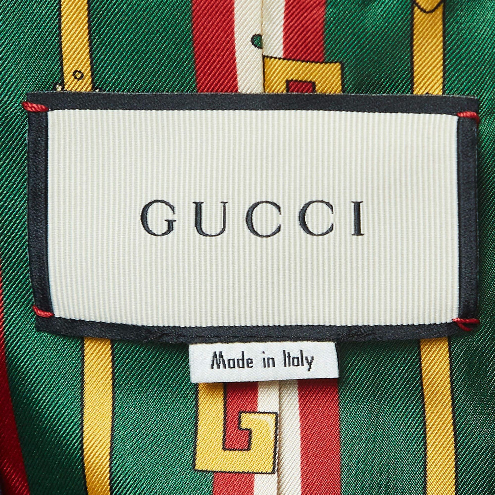 Gucci Navy Blue Crepe Contrast Trim Detail Button Front Blazer M For Sale 2