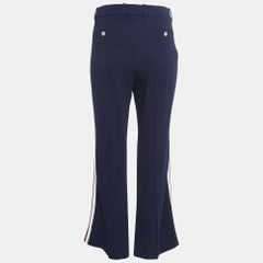Gucci Navy Blue Crepe Stripe Detail Trousers M