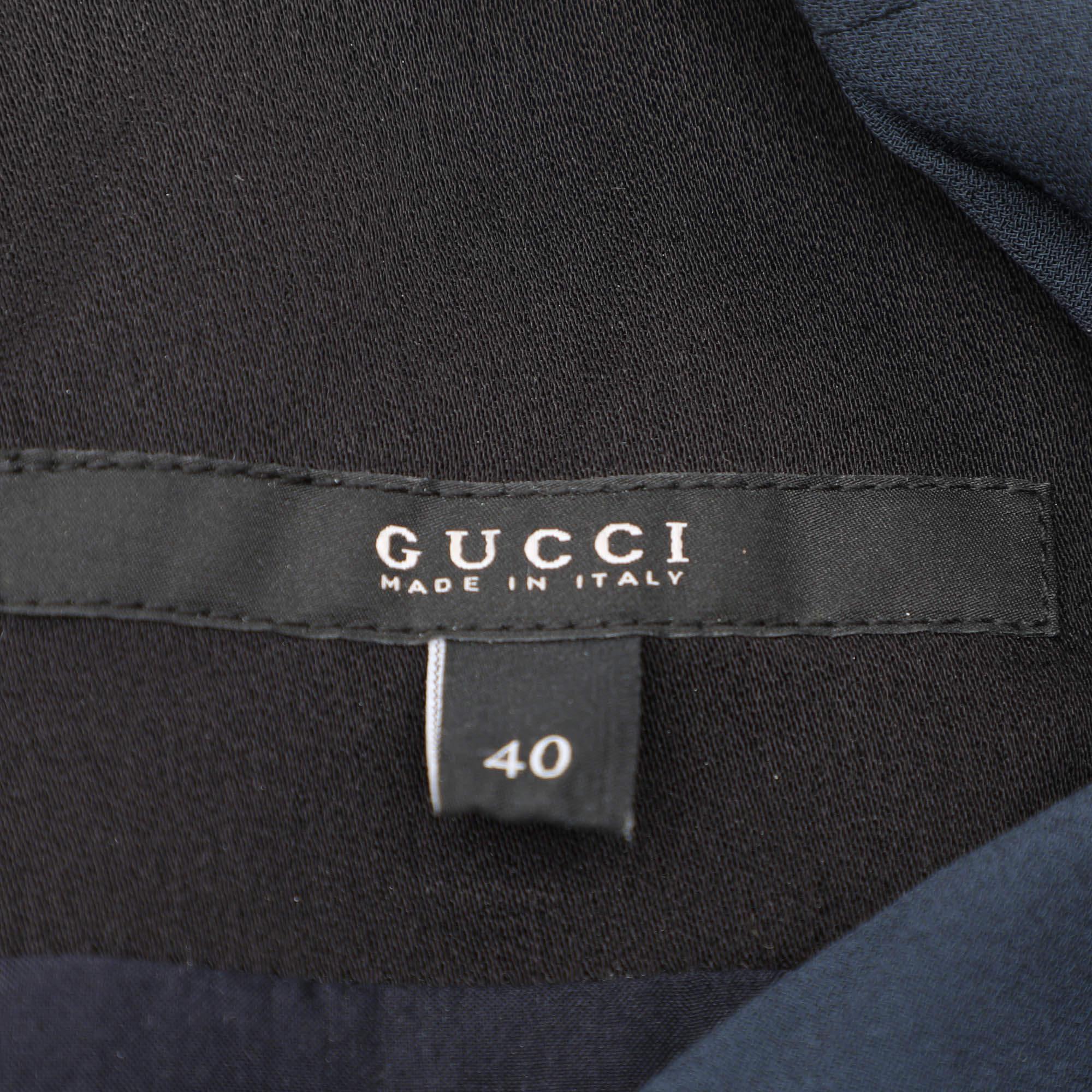 Gucci Navy Blue Crepe Twist Detail Sleeveless Mini Dress S In Good Condition For Sale In Dubai, Al Qouz 2
