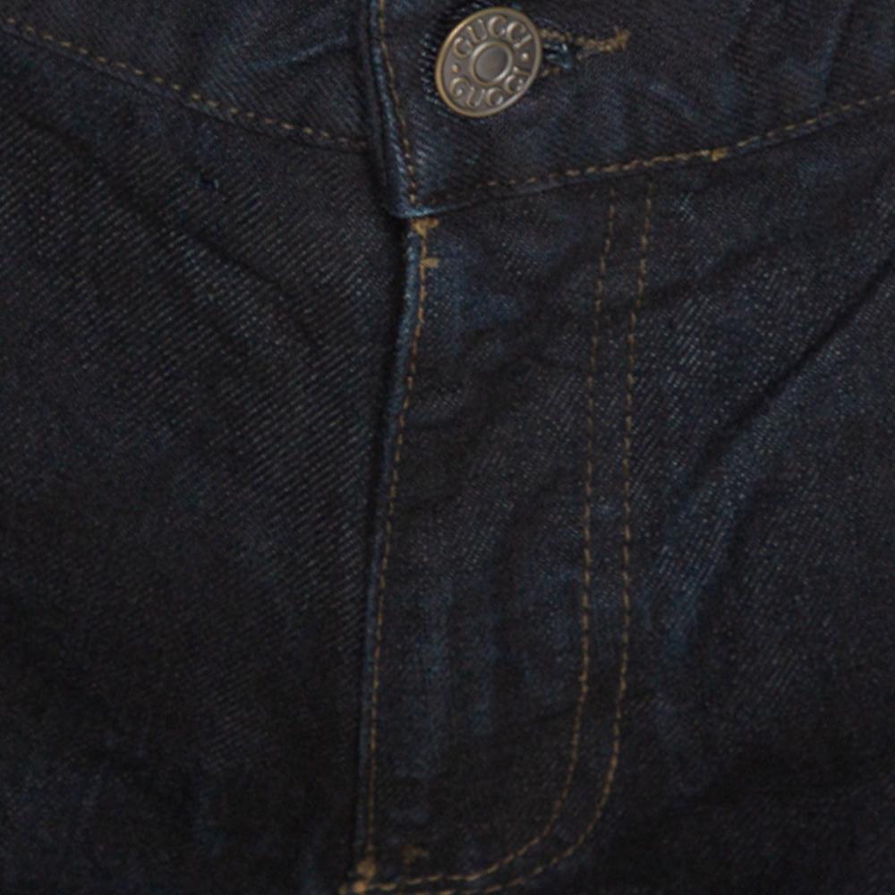 Black Gucci Navy Blue Dark Wash Denim Straight Fit Jeans XL