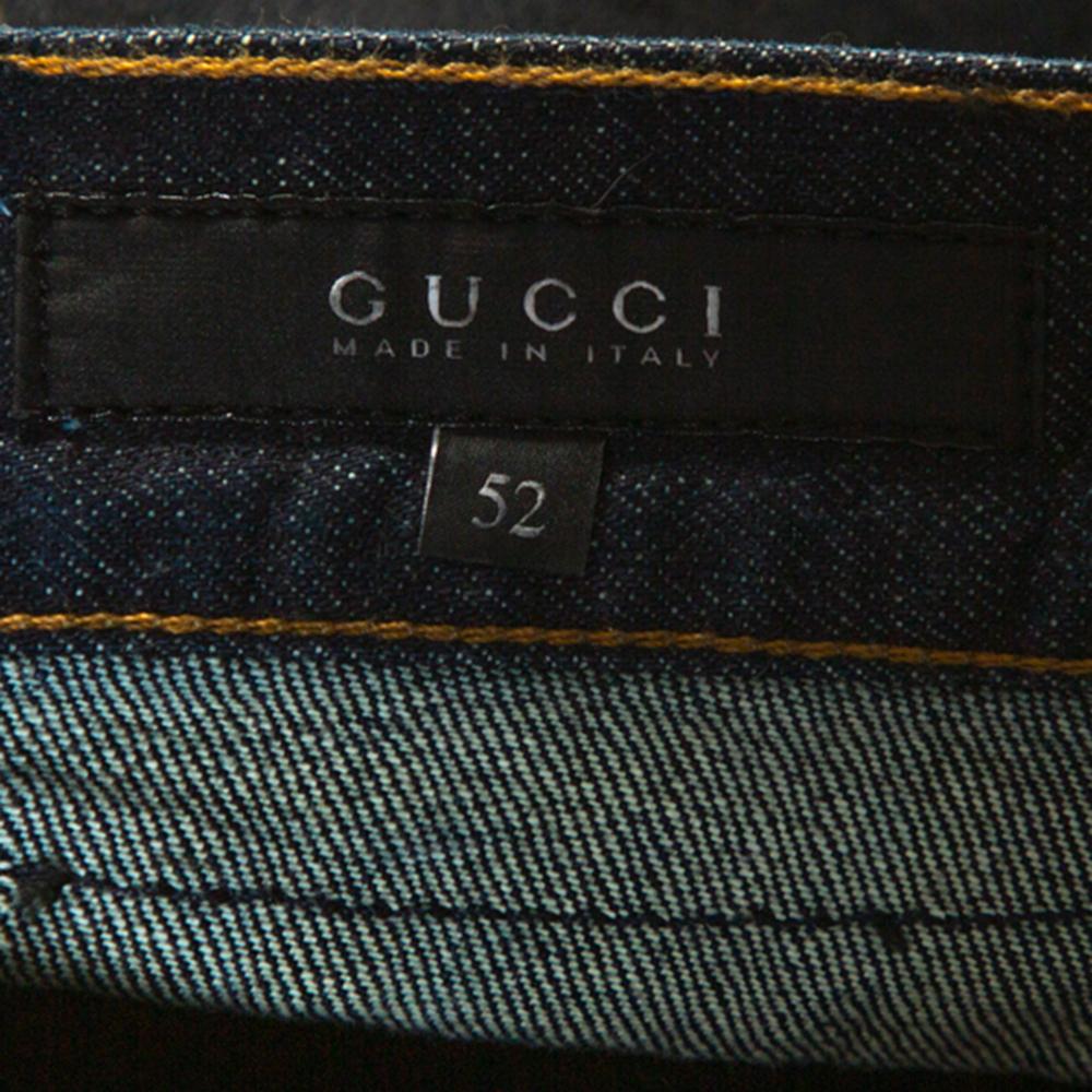 Gucci Navy Blue Dark Wash Denim Straight Fit Jeans XL 1