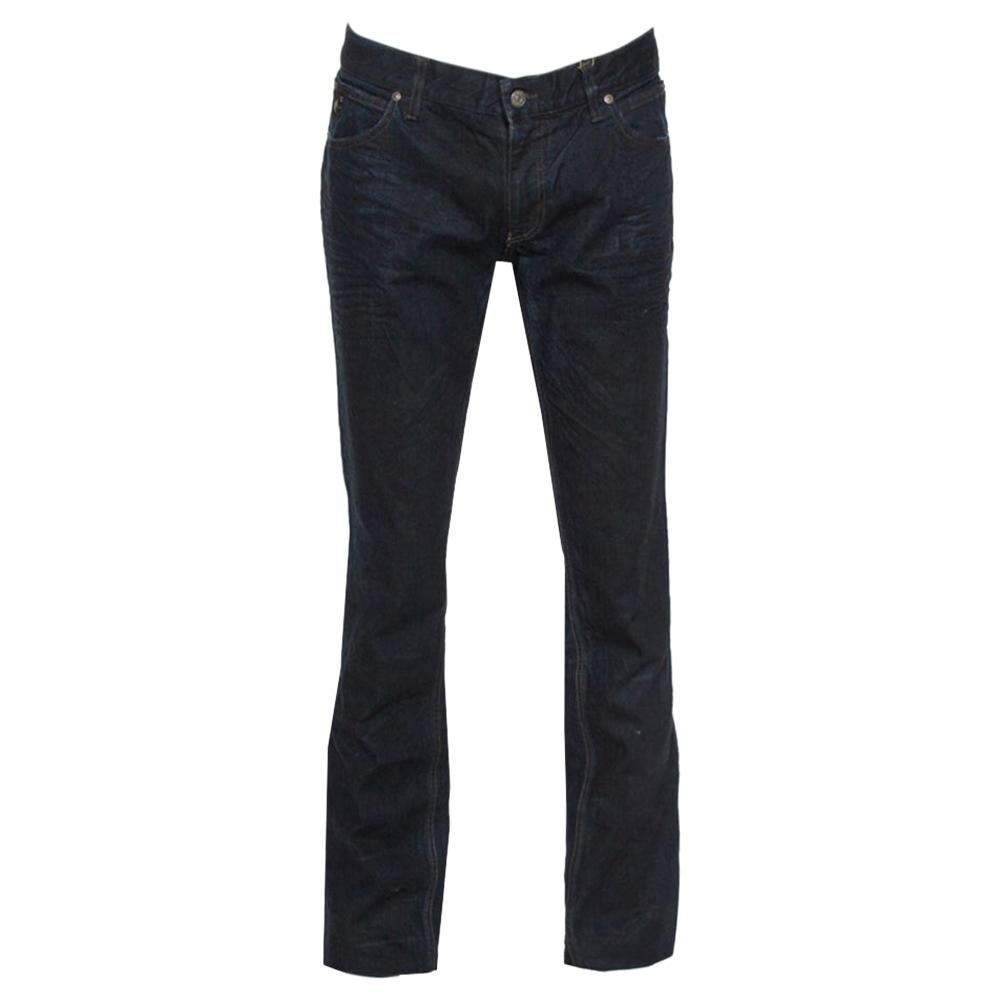 Gucci Navy Blue Dark Wash Denim Straight Fit Jeans XL