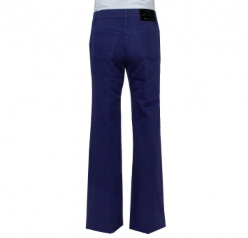 Black Gucci Navy Blue Denim Paneled Flared Leg Jeans M For Sale