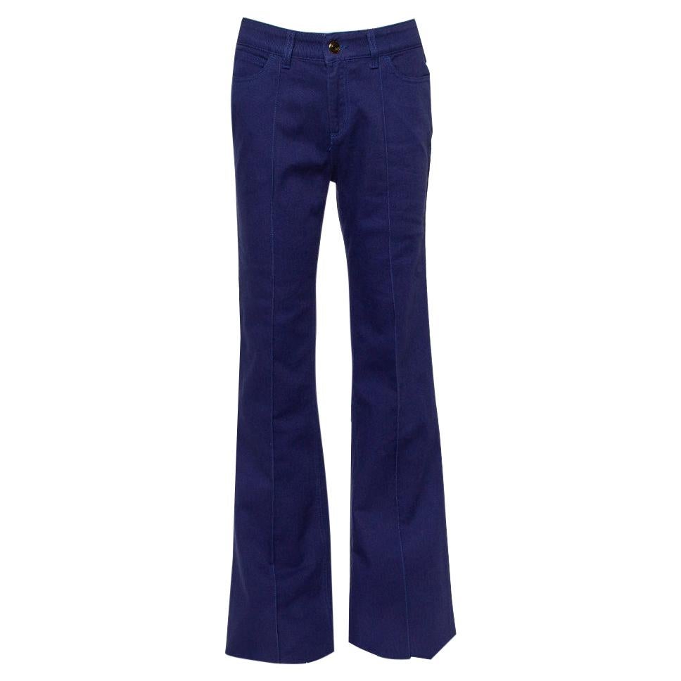 Gucci Navy Blue Denim Paneled Flared Leg Jeans M For Sale