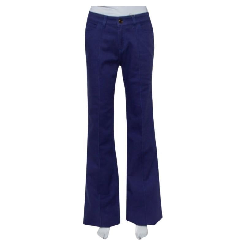Gucci Navy Blue Denim Paneled Flared Leg Jeans M For Sale