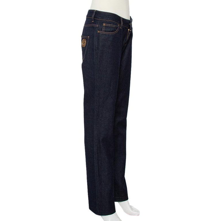 Gucci Navy Blue Denim Straight Leg Jeans S For Sale at 1stDibs