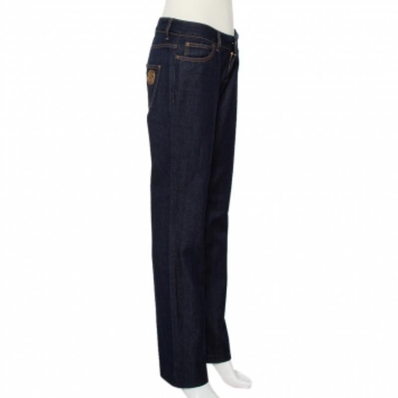 Women's Gucci Navy Blue Denim Straight Leg Jeans S For Sale