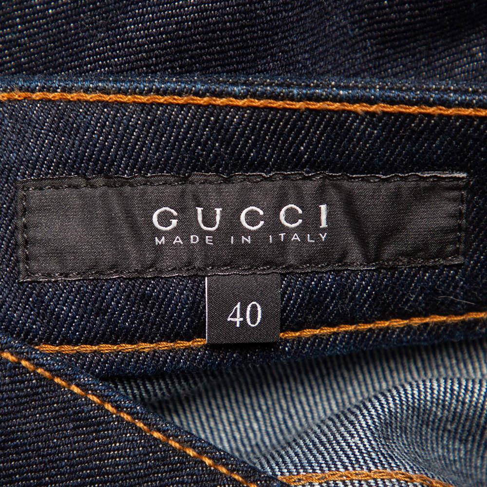 Women's Gucci Navy Blue Denim Straight Leg Jeans S For Sale