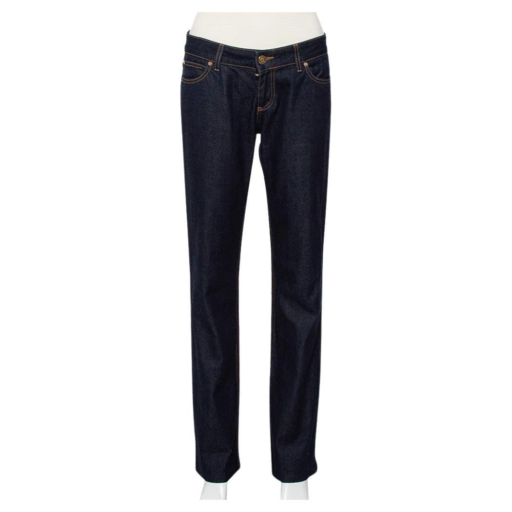 Marineblaue Jeans mit geradem Bein aus Denim von Gucci S im Angebot
