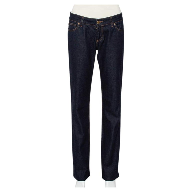 Gucci Navy Blue Denim Straight Leg Jeans S For Sale at 1stDibs