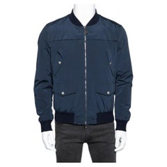 Gucci Navy Blue Diamante Nylon Bomber Jacket M
